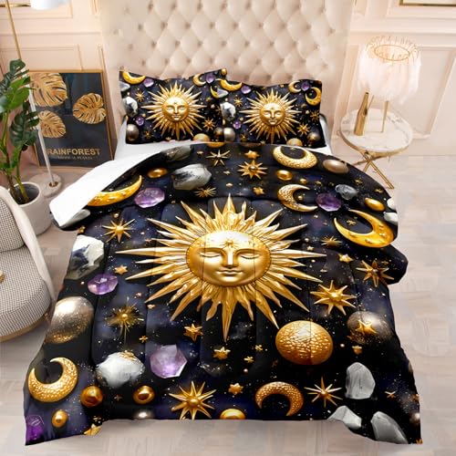 Couette microfibre soleil lune de mode minimaliste avec parure de lit chic - 2