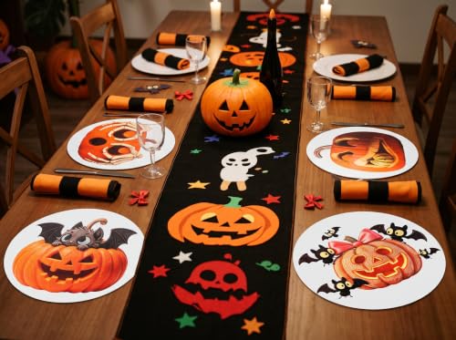 Halloween Placemats Set of 6,Silicone-Like Feel with Leather Texture - image 8