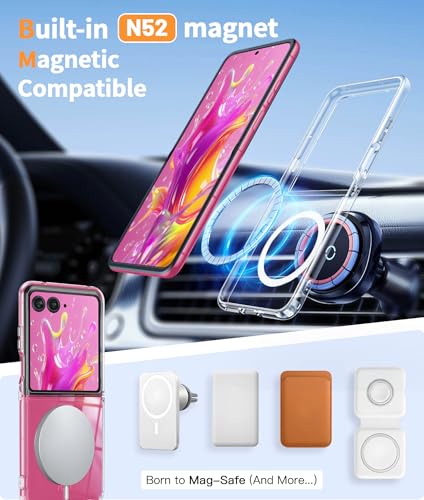 Image of FNTCASE for Motorola Razr-Ultra-2025 /2026 Magnetic Case: Lightweight Military Grade Drop Protection Anti Yellowing Cell Phone Cover Flexible Durable Rugged Shockproof TPU Crystal (Clear)