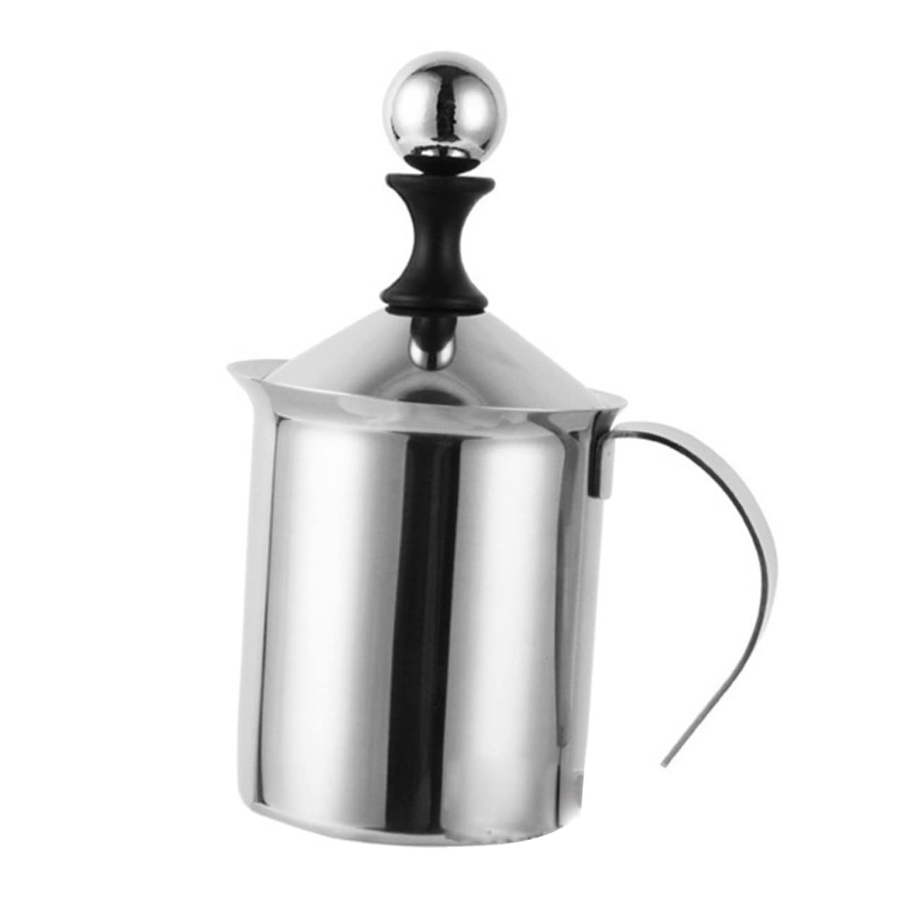 Montalatte Manuale in Acciaio Inox 800ml, Schiumatore Doppia Rete