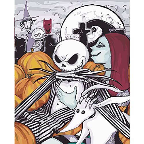 Paint by Numbers,Jack Skull Paint by Number,Paint by Numbers for Adults Beginner,Perfect for Home Wall Decoration 16x20 Inch