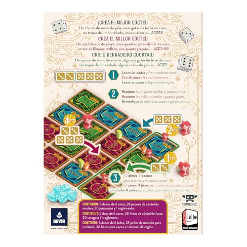 Devir - Pineapple Coladice, Dice Game, Fun and Interactive, Dice Bases, 2-4 Players, 8 Year Game (BGPINTR) - Image 2