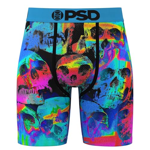 PSD Men's Boxer Briefs - Thermal Skulls, 7 Inch Inseam, Moisture-Wicking, 4-Way Stretch, Boxer Briefs for Men, Size Small