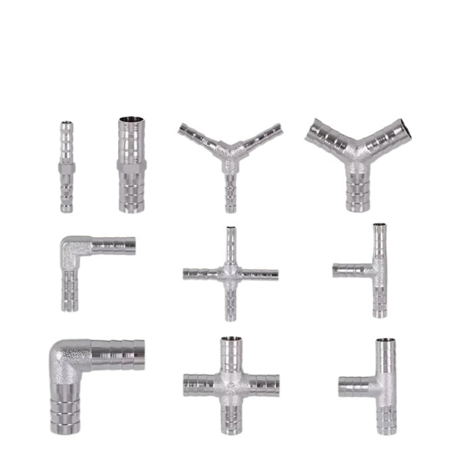 10 STÜCKE Gerades Winkelstück T-Stück Kreuz Schlauch Widerhaken Schwanz Verchromt Messing Rohrverschraubung Anschluss for Luft Wasser Gas(Straight,6mm)