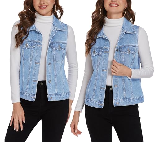Amazon.com: Zeagoo Women's Denim Vest Jean Vest Casual