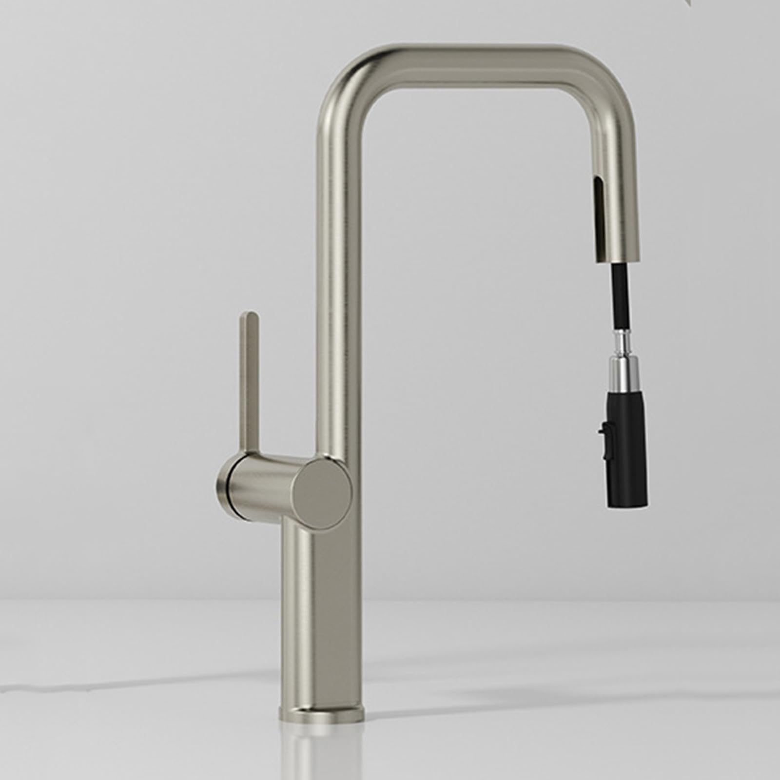 ZYCHSJXA Kitchen Bath Taps Sink Mixer Pull Out Spray Tap Single Faucet - Brushed Lever with Swivel Spout Monobloc