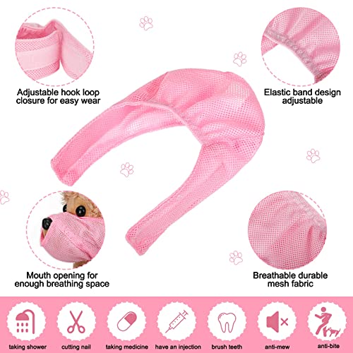 Weewooday 3 Pieces Cat Muzzles Breathable Mesh Muzzles Cat Grooming Restraint Bags With Muzzle Anti Bite Anti Meow For Prevent Cats From Biting (Blue, Pink, Gray,) #TOP2