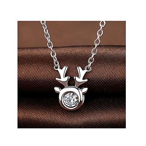 SHENGSHIHUIZHONG Necklace, 925 Silver Plated Platinum Golden Ossicular Chain Necklace Female Models, Ms. Antlers Fashion Silver Jewelry, Christmas Birthday To Send His Girlfriend,