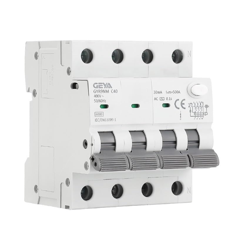 Salvavita Riarmo Automatico Interruttore differenziale GYR9NM 230V 2P 4P con protezione da sovracorrente e cortocircuito RCBO MCB Max 40A(30mA,4P 25A)