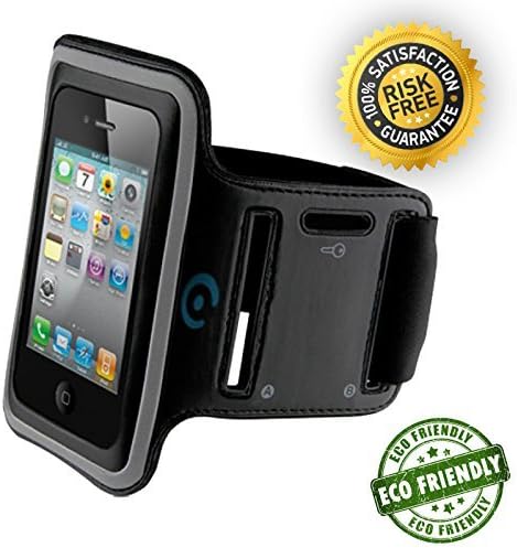 Earhoox Armband โ Water Resistant - Adjustable Sports Band โ Lightweight, Breathable Neoprene โ Compatible with iPhone 4-6 & Samsung S2-S6 โ with Built-in Key Holder