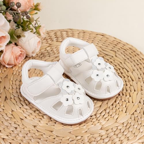 Image of Babelvit Infant Baby Girl Boy Sandals Comfort Premium Summer Outdoor Casual Beach Shoes with Flower Bowknot Anti Slip Rubber Sole Newborn Toddler Prewalker First Walking Shoes