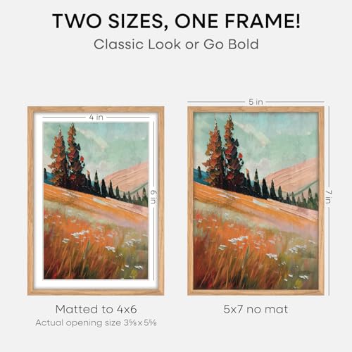 Image of Homeforia 12x17 Natural Oak Picture Frame, High-End Wood, 10x15 Mat, Glass | High End Solid Oak Wood, Tempered Glass, Acid-Free 10x15 Removable Mat, 12x17 Edge-to-Edge Display 17x12, Wall Kit, Set Of 1