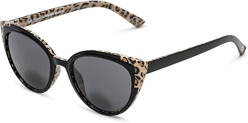 Sofia Vergara x Foster Grant Mayra SunReaders - Gafas de sol bifocales con diseño de ojo de gato para mujer, leopardo negro, 2.047 in + 3, Negro