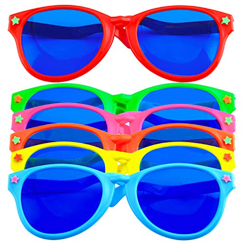 Keriber 6 Pieces Jumbo Plastic Sunglasses Colorful Jumbo Glasses for Costumes Hawaiian Beach Party Supplies