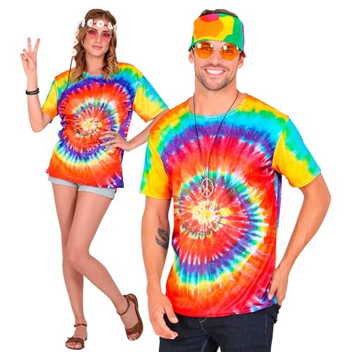 W WIDMANN MILANO Party Fashion - Camiseta hippie con estampado batik, para fiestas temáticas flower power, carnaval