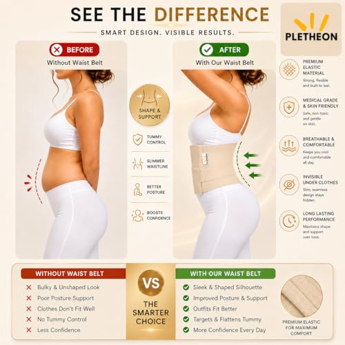Image of PLETHEON Body Shaper Belt for Women | Tummy Control & Waist Slimming Shapewear | Adjustable Compression | Comfortable for Daily Use