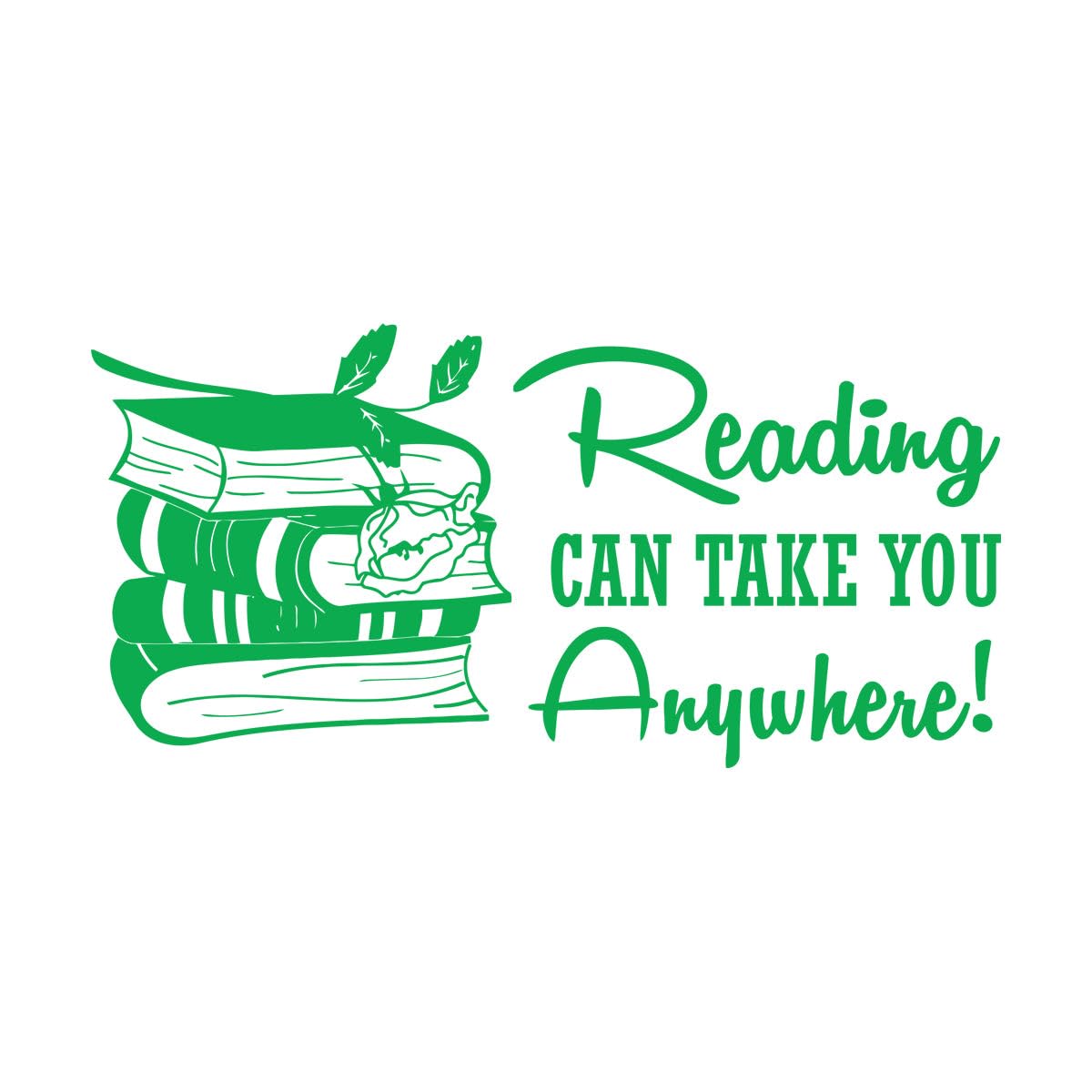 Reading Can Take You Anywhere Book Wall Decal Library Study Inspirational Quote Education Wall Sticker Classroom Kids Room Small - 28x57cm — image 1