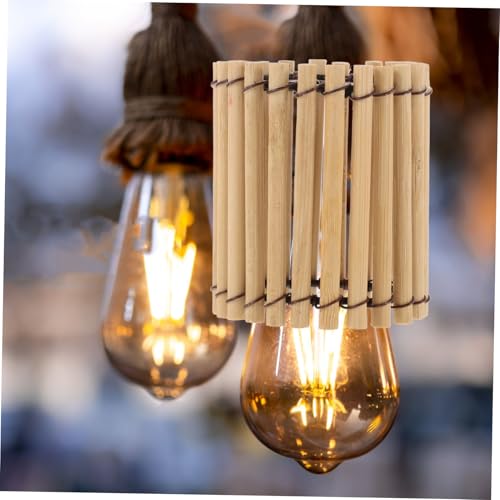 Image of jojofuny Bamboo Woven Lampshade 2.75X2.36X2.36In Small Vintage Hanging Lamp Shade for Pendant Light Home Decor Tea Room Ambiance