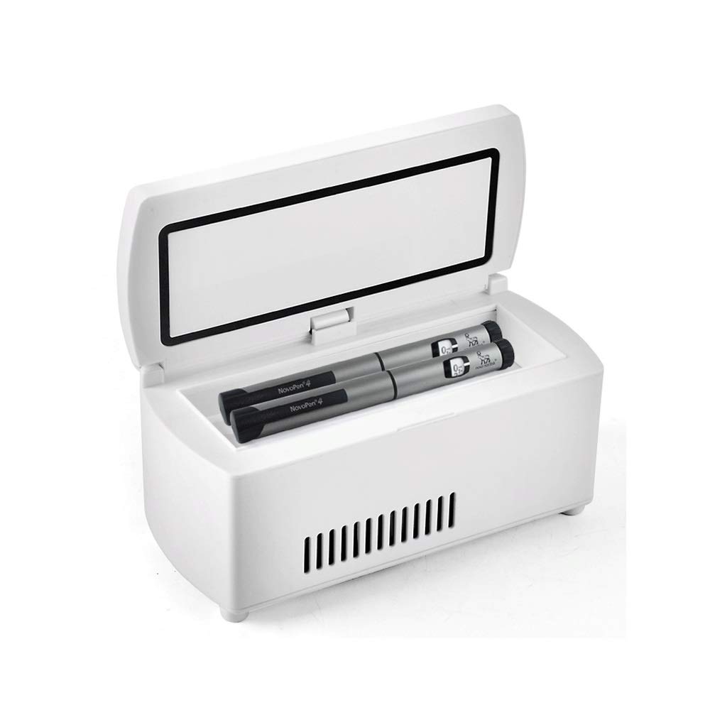 FBITE 5L portátil Mini medicamento pequeño refrigerador Coche Inteligente Medicina refrigeradores Voltaje 110-240V hogar ABS, tamaño 204 * 91 * 90 mm, Blanco