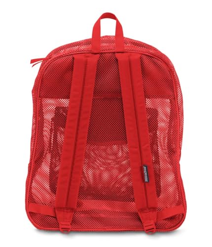 Image of JanSport Mesh Pack - See Through Backpack Ideal for Class, Work, Travel, or Beach Outings, Red Tape