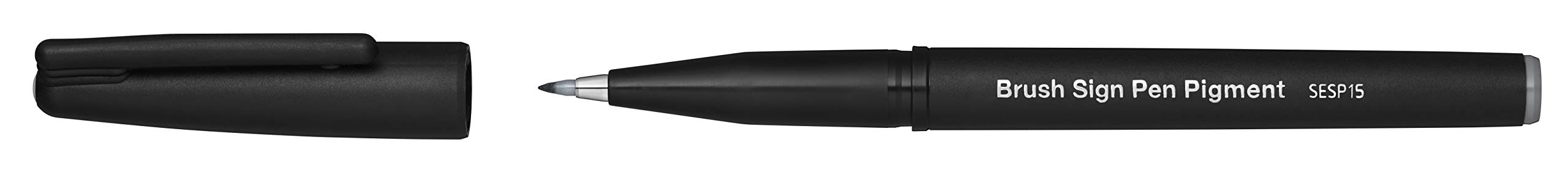 Pentel SESP15-NX Brush Sign Pen Pigment with Pigmented Ink, Fibre Pen, Brush-like Tip, Grey, Pack of 1