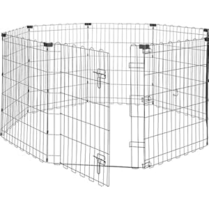 Amazon Basics Foldable Metal Octagonal Square Rectangle Exercise Pet Playpen for Dogs IndoorOutdoor Portable Single Door Small 60 x 60 x 30 inches Black