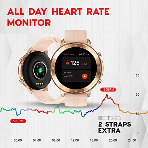 Image of Maxx SX25 Pro Smart Watch 1.28-inch-Fitness Tracking, Bluetooth Call, Music Playback, IP67 Waterproof, 5.0+4.0 Bluetooth, VC32S Heart Rate Monitor, 100+ Sports Modes, Extended Battery Life (Rose Gold)
