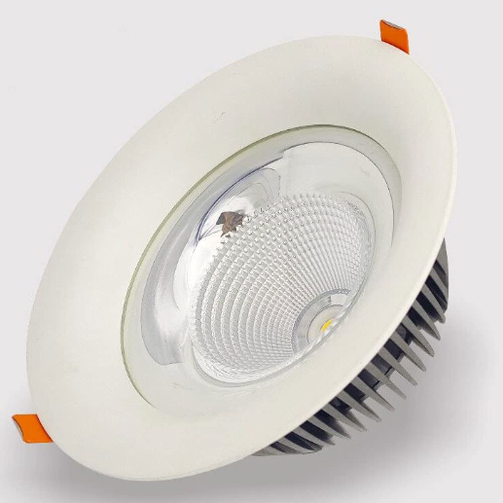 Kit de 4 focos LED empotrables para iluminación descendente. Ideales para centros comerciales, Habitaciones de Hotel, supermercados y Otros establecimientos. Acabado en Aluminio. P