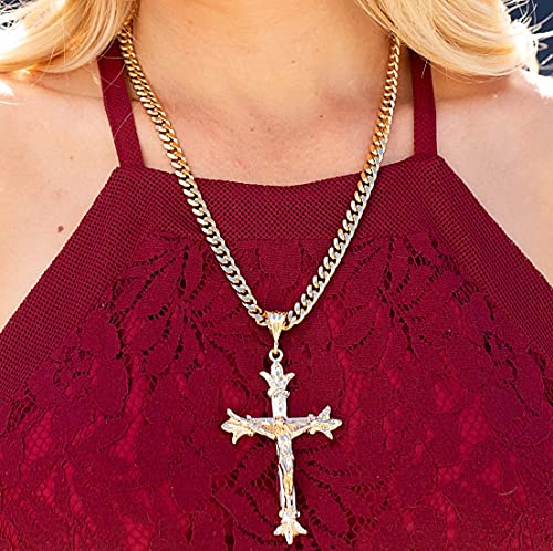 LIFETIME JEWELRY Saint Thomas Cross Necklace 24k Real Gold Plated Jumbo Size4