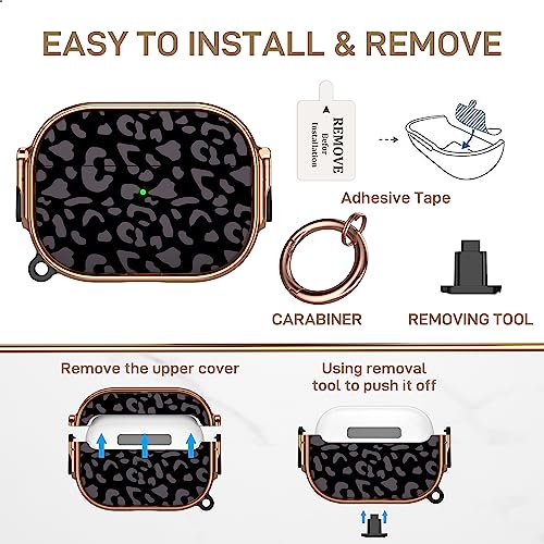 Image of Maxjoy for AirPods Pro 2nd /1st Generation Case with Lock, Cute AirPods Pro 2 Case Lock Protective AirPod Pro Cover for Women Men with Keychain for Airpod Pro (2023 /2022 /2019), Grey Leopard