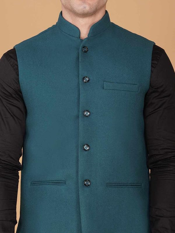 Image of VASTRAA FUSION Men's Traditional Woolen Nehru Jacket Modi Waistcoat