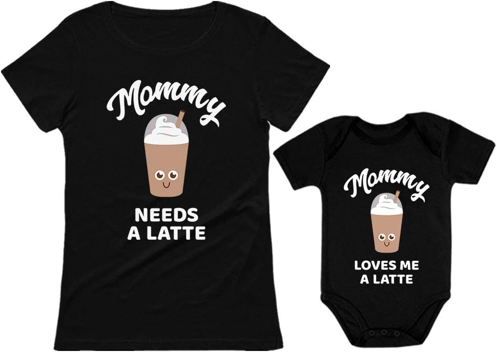 Tstars Mommy Needs a Latte Mom and Infant Matching Shirts &#...
