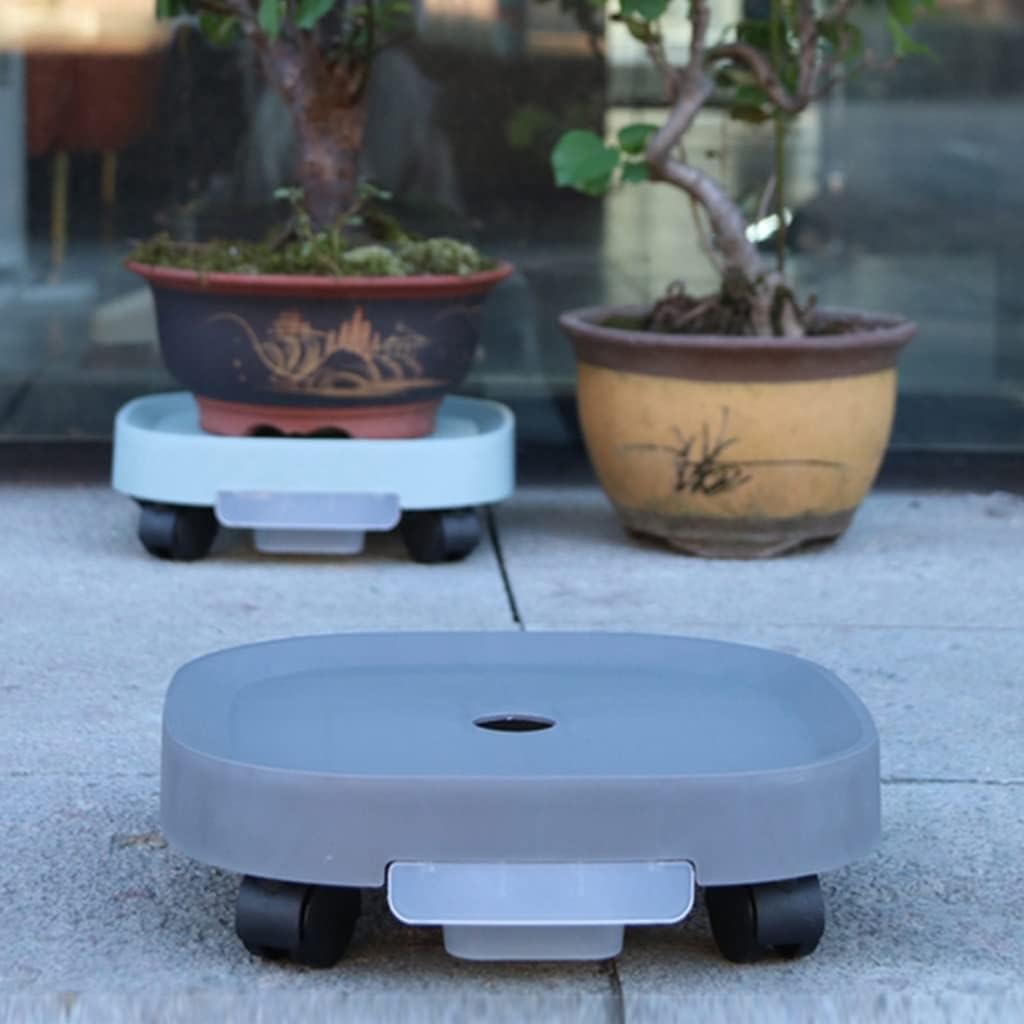 Plant Caddy with Wheels, Plant Roller Base Heavy Duty,Plant Dolly Outdoor with Drawer Water Storage Box(Light Green,10.6inch)