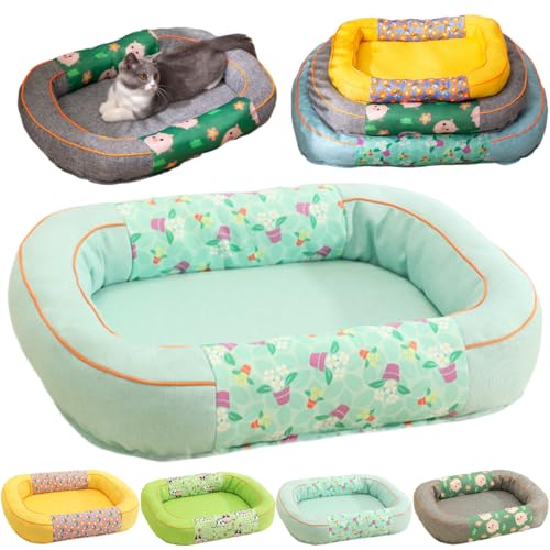 犬 ベッド 猫 ペットベッド 高反発 ペットソファー あご乗せ枕付き ペットクッション おしゃれ 通気性 防水 滑り止め 丈夫で長持ち 肌に優しい 汚れに強い 洗える 猫 小型犬 中型犬 高齢犬 オールシーズン (L:50*70cm,ブルー)