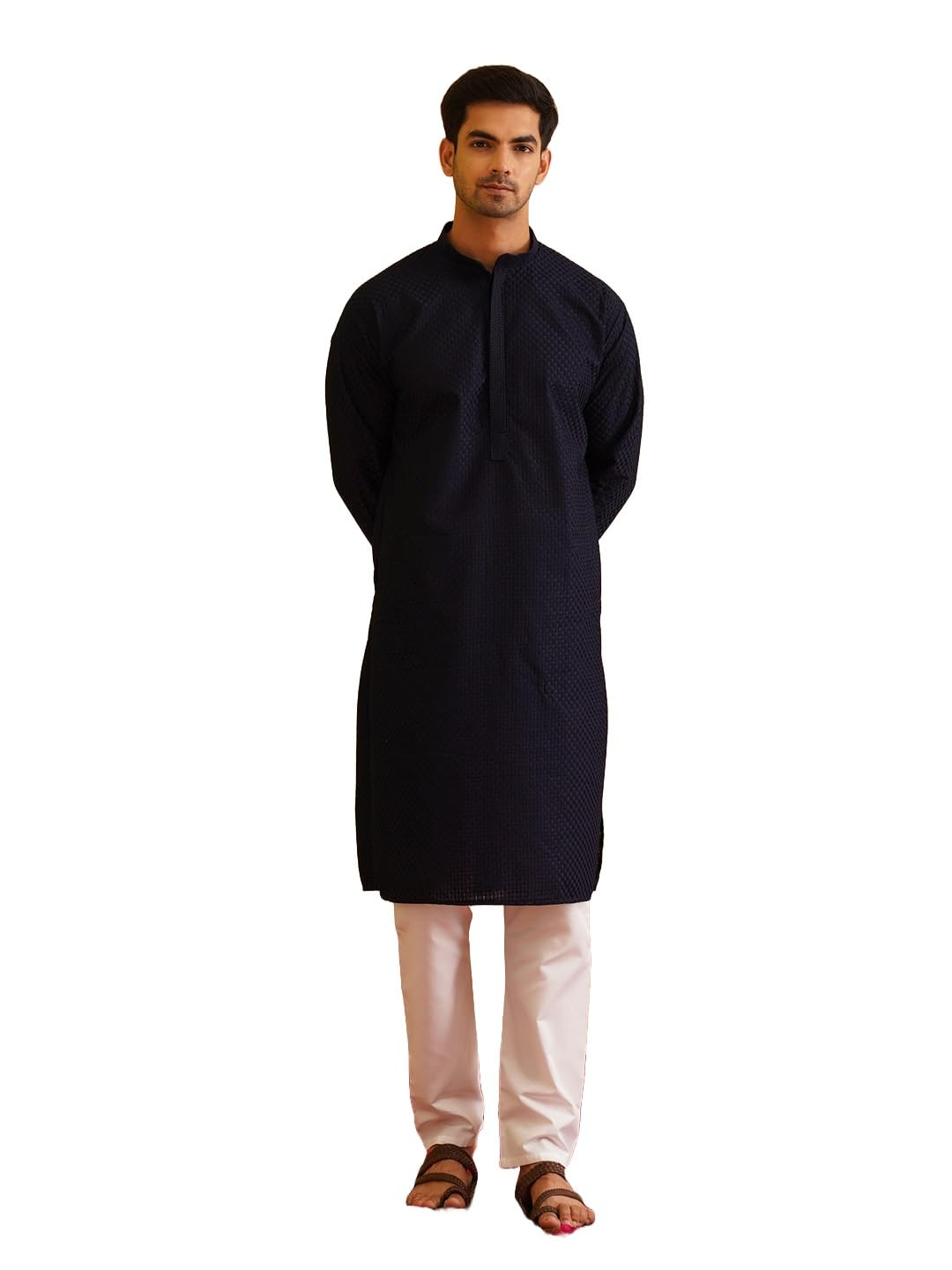sojanya (Since 1958 Men's Cotton Checked Thread Work Kurta with Churidar Pyjama-picture-31
