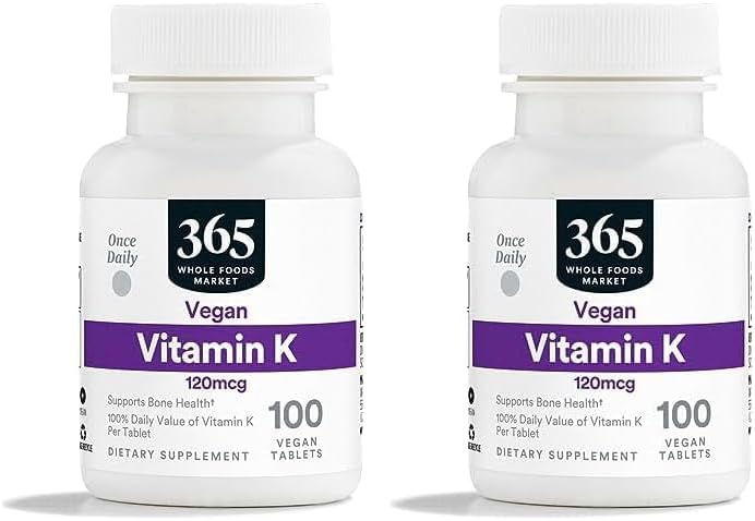 365 by Whole Foods Market, Vitamin K 120 MCG, 100 Tablets (Pack of 2)