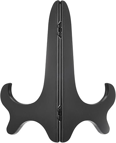 Miniatura 3 de uxcell 3pcs 8" soporte de placa de caballete, soporte de exhibición plegable de plástico similar a la madera negro para marco de imagen decorativo