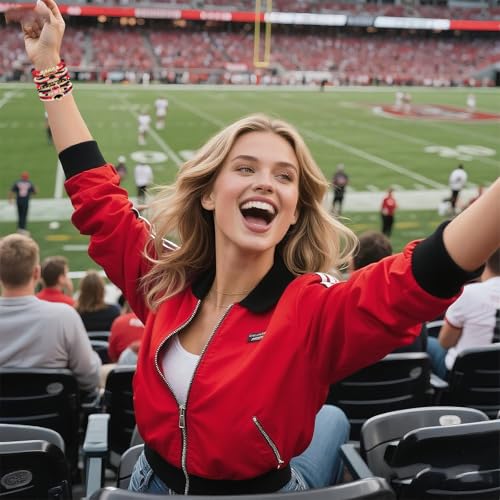 CSIYANJRY99 Game Day Bracelets for Women Football Mom Accessories Gameday Outfits Red Black Blue Heishi Beaded Stretch Sports Game Team Stacking Bracelets3