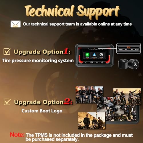 Image of YZW 6 inch Wireless Motorcycle Carplay with Android Auto, Waterproof GPS Nevigation System Screen for Motorbike, Music Sharing,Vioce Control,Light Sensor, BT,Anti-Theft Design Quick-Release Magnetic Mount
