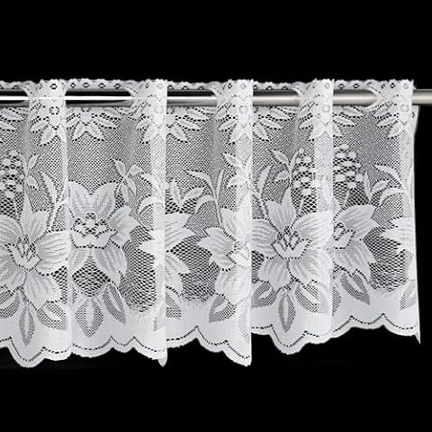 Molaxhome White Lace Cafe Valance Curtains Cover