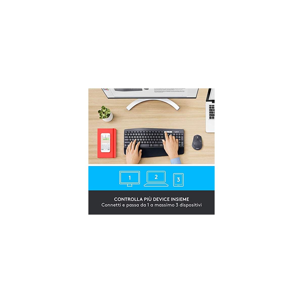 Logitech-MK850-Kit-Tastiera-e-Mouse-Wireless-Multidispositivo-Wireless-e-Bluetooth-24-GHz-12-Tasti-Programmabili-Durata-Batteria-di-3-Anni-PCMac-Layout-Italiano-QWERTY-Nero