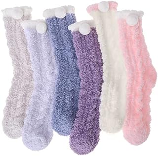 Sandsuced Fluffy Slipper Socks for Womens Ladies Cosy Thick Winter Cabin Warm Soft Fleece Comfy Fuzzy Plush Gift Chiristmas Stocking Stuffer