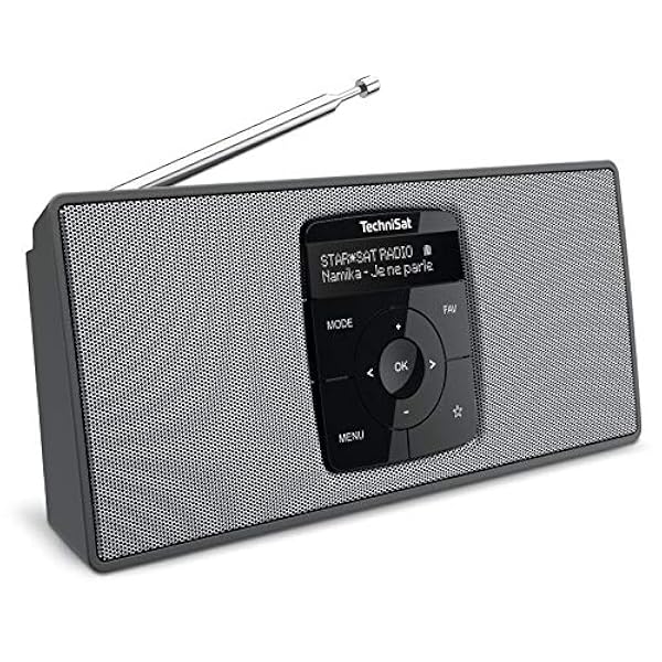 TechniSat DIGITRADIO 2 S - Radio stereo DAB portatile con batteria ricaricabile (DAB , FM, Streaming audio Bluetooth, Display OLED, Ingresso per cuffie, Stereo 2 Watt RMS), Nero/Argento