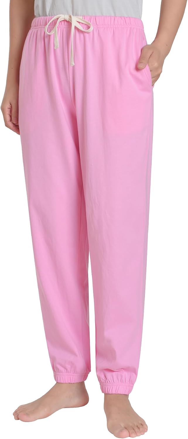 Women's Petite Joggers Cotton Knit Pajama Pants Soft Comfy