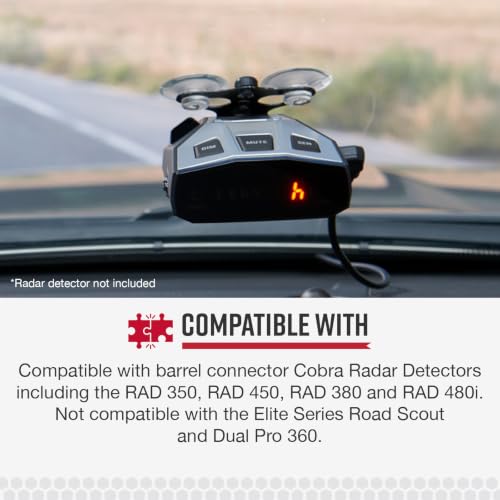 Image of Cobra 12-Volt Straight Power Cord for Powering Radar Detector, 6ft Long, Compatible with Cobra Models
