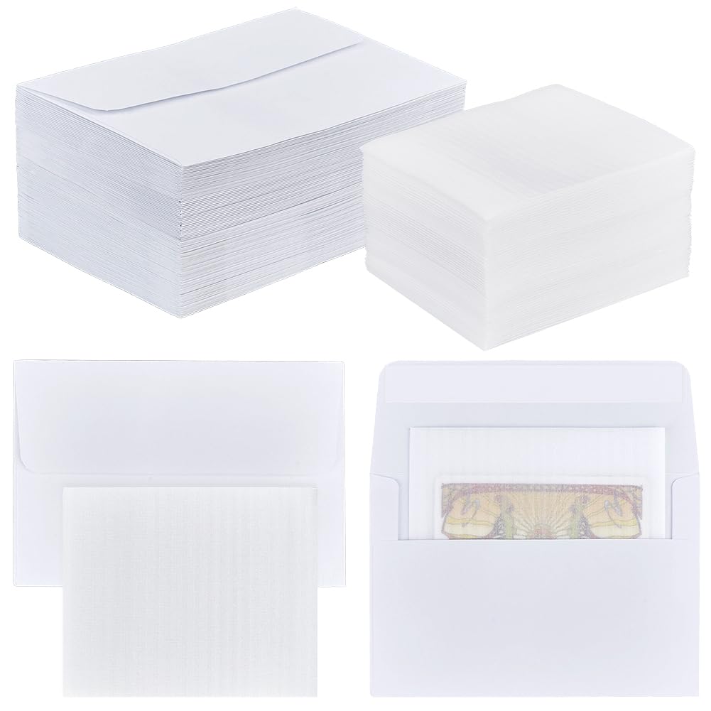 UNICRAFTALE Juego de 150 sobres de papel rectangulares blancos con protector de envío para tarjetas deportivas, 12 x 10 cm, para envío seguro y almacenamiento a largo plazo, diferentes