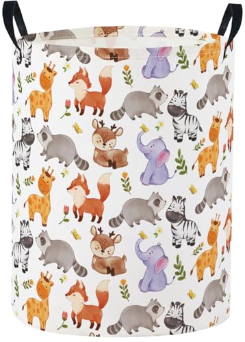 Image of Baby Laundry Basket Baby Nursery Hamper Kids Laundry Basket Toy Storage Bin for Boys Room Decor Gift Baskets for Bedroom Bathroom(Animal)