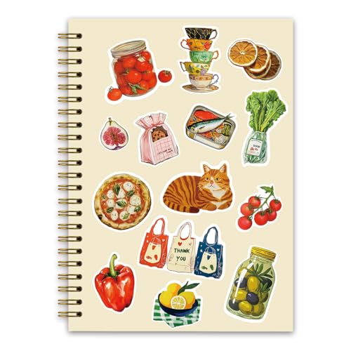 NaZaUK Cute Notebook, Spiral Journal Notebook for Women, Cat Lemon Pretty Journal for Teen Girls, Aesthetic Cute Journal for Writing,Office Supplies, Funny Hardcover Spiral Notebooks 5.5x8.3 Inch