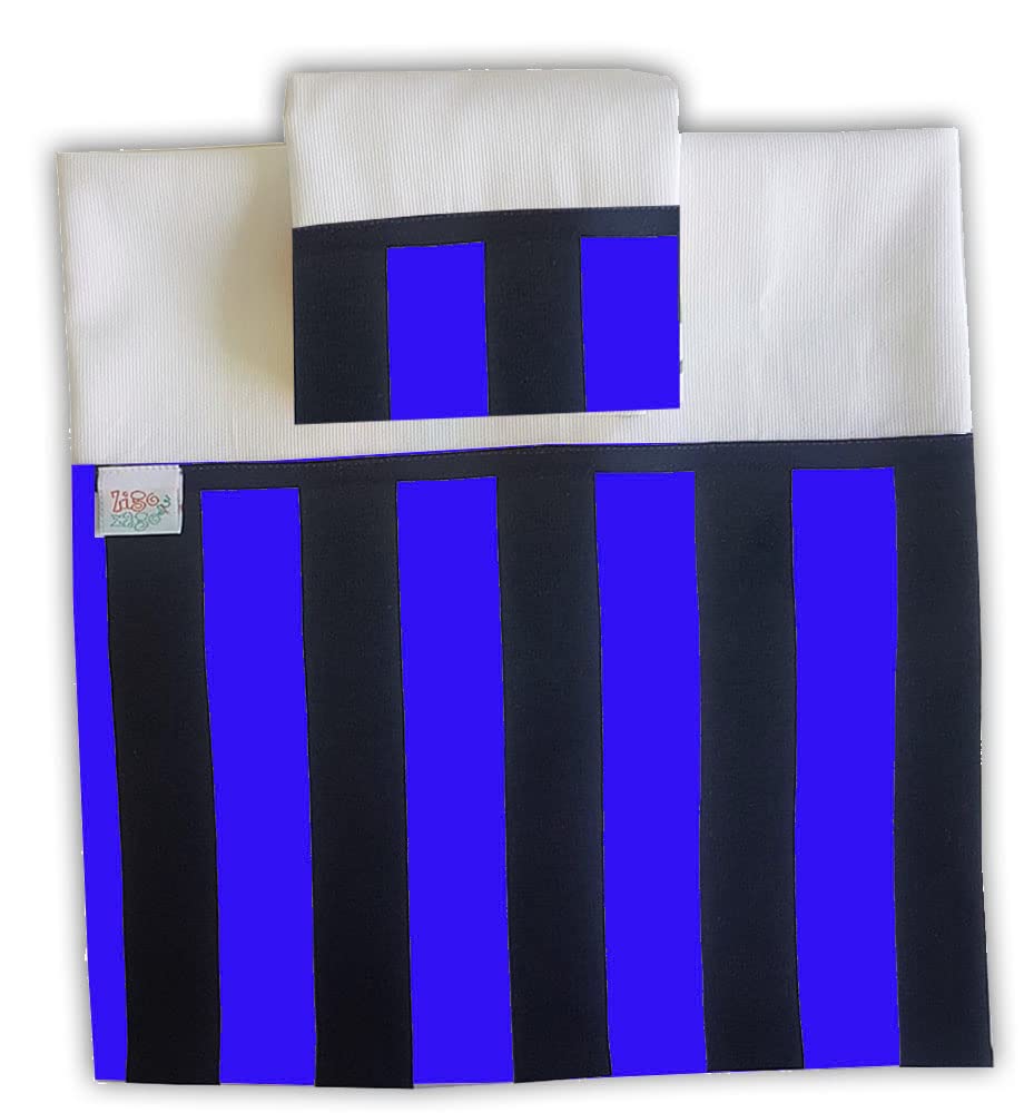 zigozago – Juego de para Cuna O Cuna con Borde A Rayas Azules en 3 Piezas de piqué de Algodón.