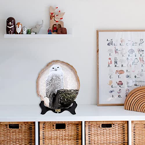 Búho nevado en ágata Nupuyai para eliminar la monotonía de tu escritorio con arte mineral 5